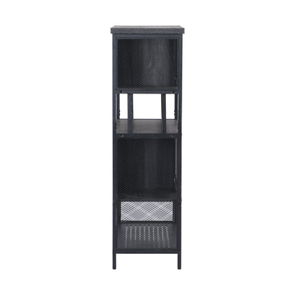 Industrial Bar Cabinet with Wine Rack for Liquor and Glasses, Wood and Metal Cabinet for Home Kitchen Storage Cabinet