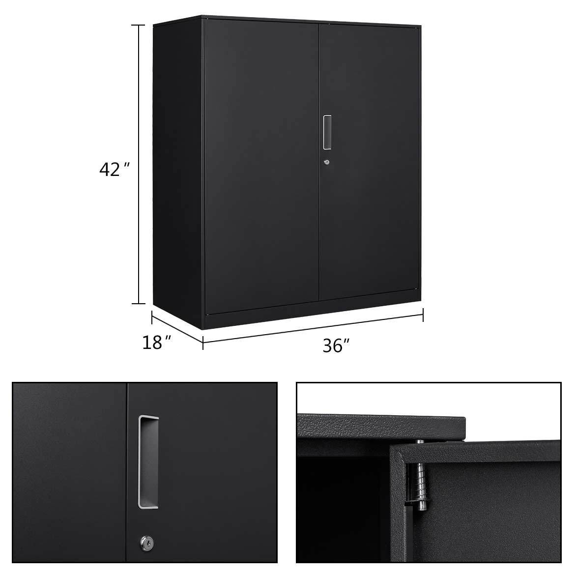 METAL STORAGE CABINET WITH 2 LAYERS ADJUSTABLE SHELVES ,ASSEMBLE REQUIRE