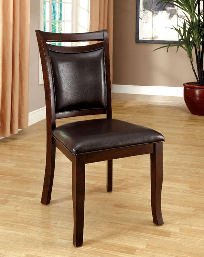 Transitional Dining Room Side Chairs Set of 2 Chairs only Dark Cherry / Espresso Padded Leatherette Seat