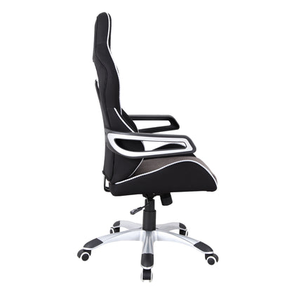 Techni Mobili Ergonomic Upholstered Racing Style Home & Office Chair, Grey/Black