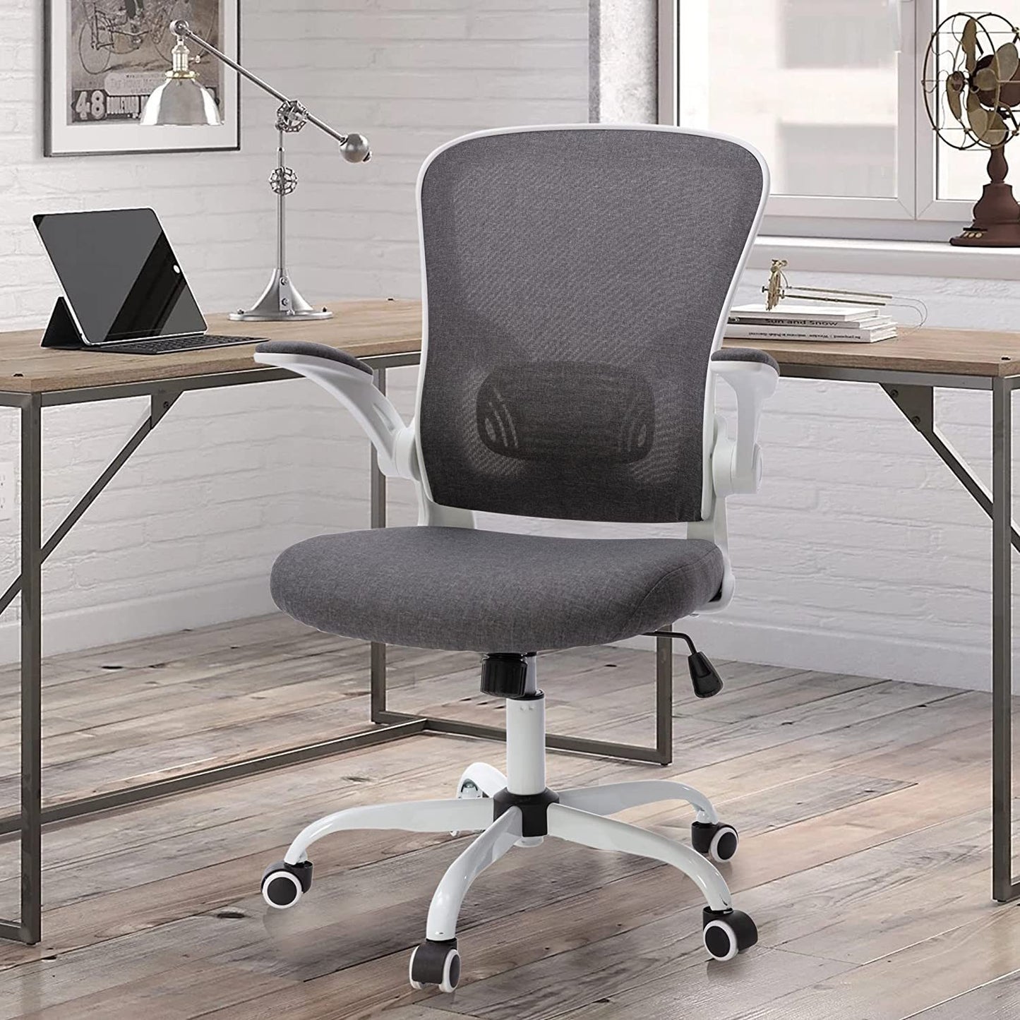 Office Chair Mesh High Back Computer Chair Height Adjustable Swivel Desk Chairs with Wheels,Adjustable Armrest Backrest,Gray