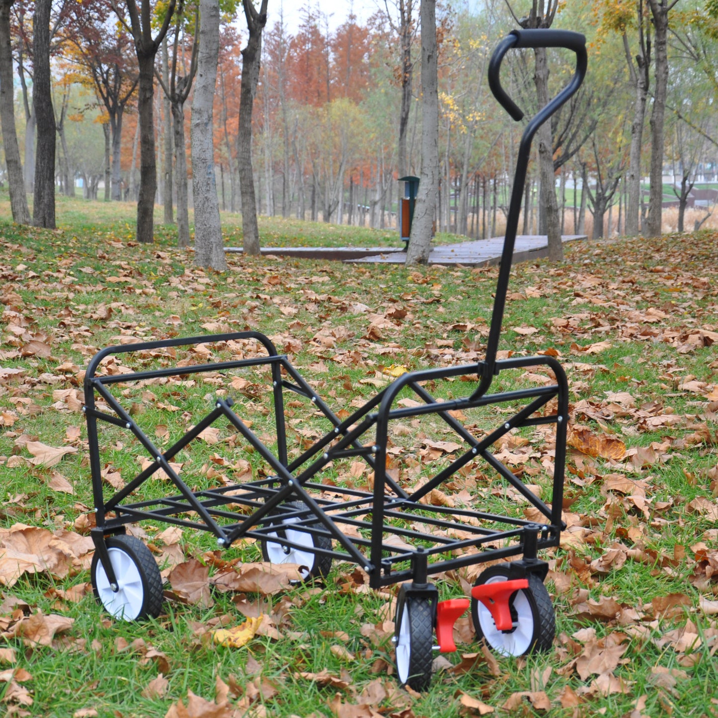 Folding Wagon Garden Shopping Beach Cart (black)