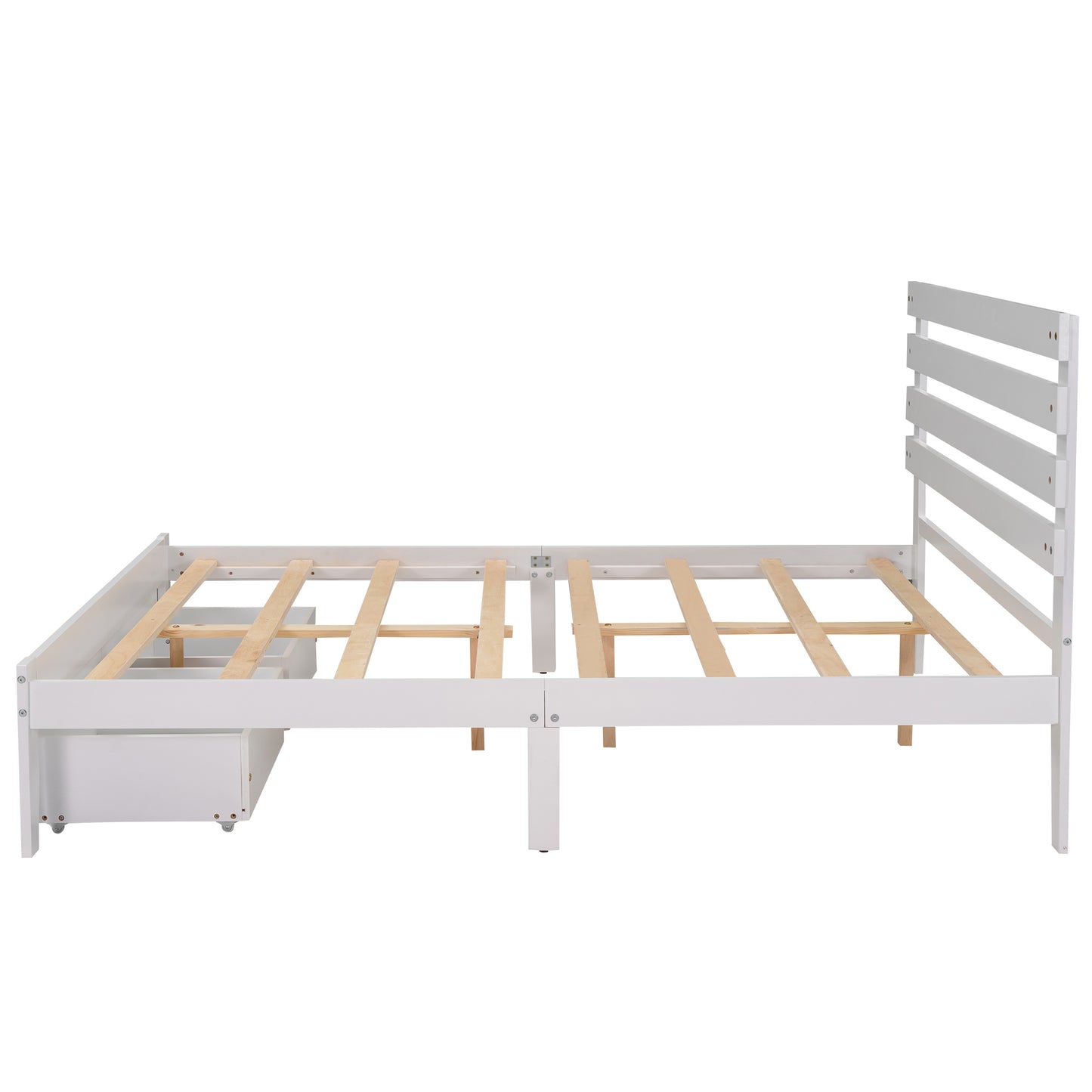 Full Size Platform Bed with Drawers, White(New SKU:WF288468AAK)