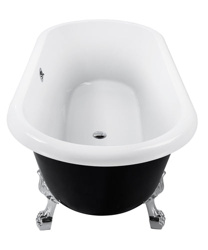 67" 100% Acrylic Freestanding Bathtub，Contemporary Soaking Tub，white inside black outside