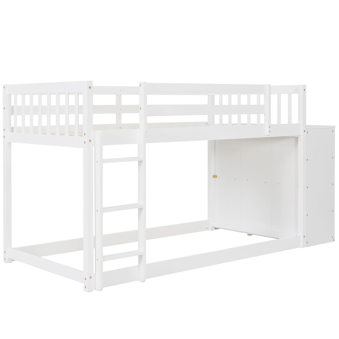 Twin over Twin Bunk Bed with 4 Drawers and 3 Shelves-White（OLD SKU: LP000067AAK）