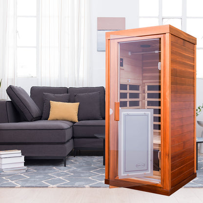 One person red cedar far infrared sauna room