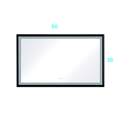 60in. W x 36in. H Oversized Rectangular Black Framed LED Mirror Anti-Fog Dimmable Wall Mount Bathroom Vanity Mirror  Wall Mirror Kit For Gym And Dance Studio 36X 60