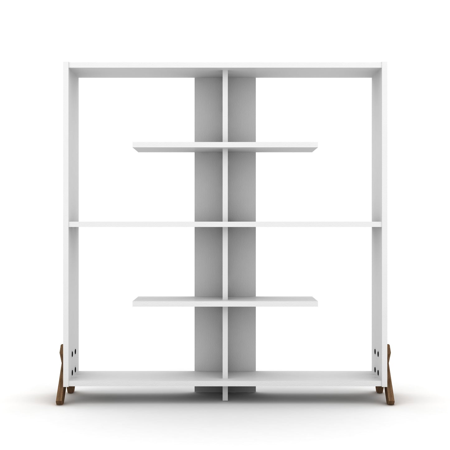 Furnish Home Store Kipp Wood Frame Etagere Open Back 6 Shelves Bookcase Industrial Bookshelf for Office and Living Rooms Modern Bookcases Large Bookshelf Organizer, Walnut/White