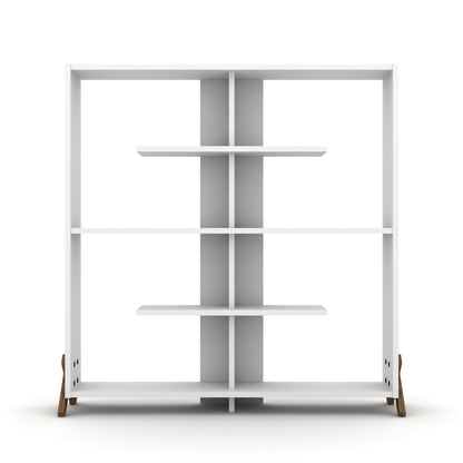 Furnish Home Store Kipp Wood Frame Etagere Open Back 6 Shelves Bookcase Industrial Bookshelf for Office and Living Rooms Modern Bookcases Large Bookshelf Organizer, Walnut/White