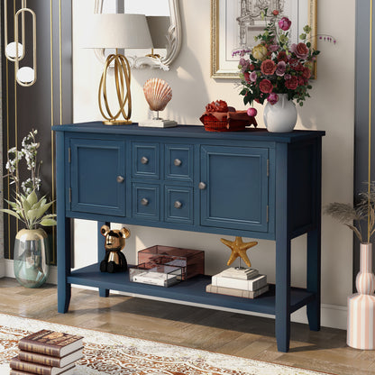 TREXM  Cambridge Series Buffet Sideboard Console Table with Bottom Shelf (Light Navy)