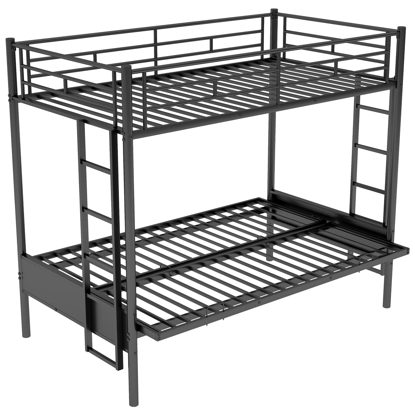 Twin over Full Metal Bunk Bed, Multi-Function,Black(OLD SKU:MF193079AAB)