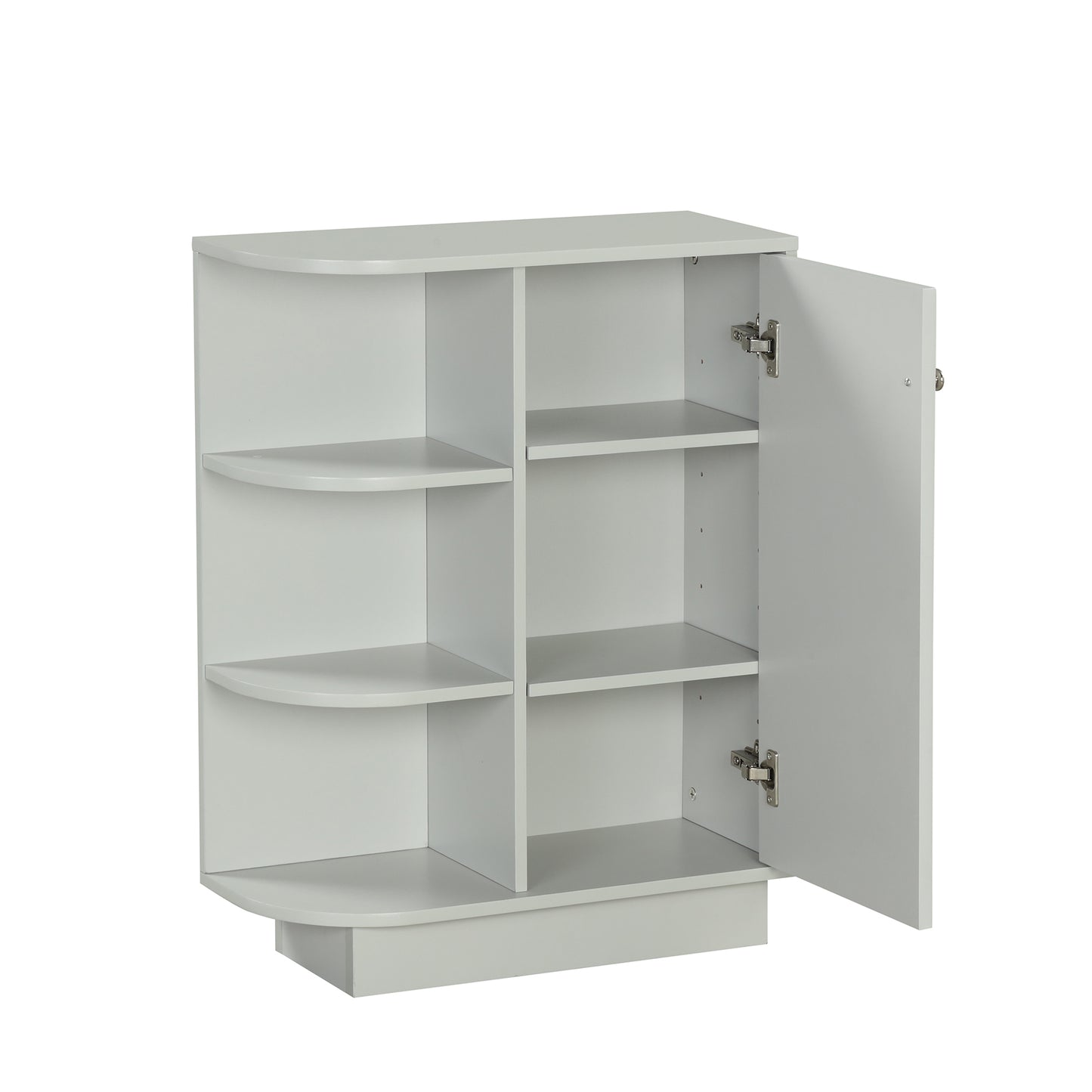 Open Style Shelf Cabinet with Adjustable Plates Ample Storage Space Easy to Assemble, Gray