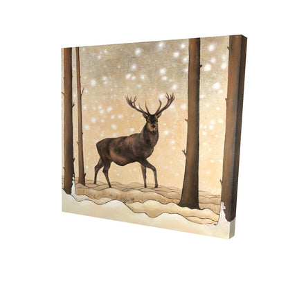 Roe deer in a winter landscape - 08x08 Print on canvas