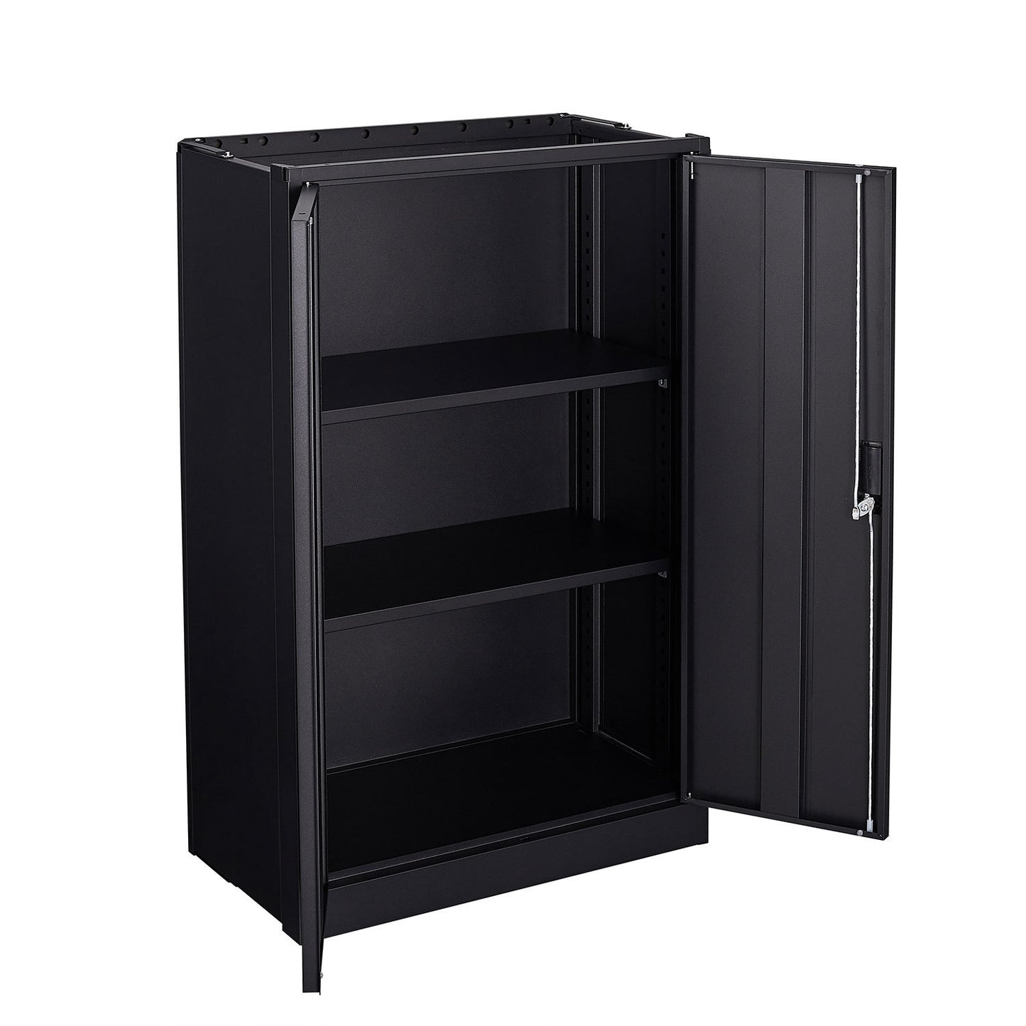 Metal Storage Cabinet with Locking Doors and Adjustable Shelf, Folding Filing Storage Cabinet with Wheels, Rolling Storage Locker Cabinet for Home Office,School,Garage, Black