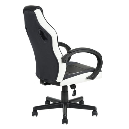 Gaming Office Chair with Fabric Adjustable Swivel, BLACK AND WHITE