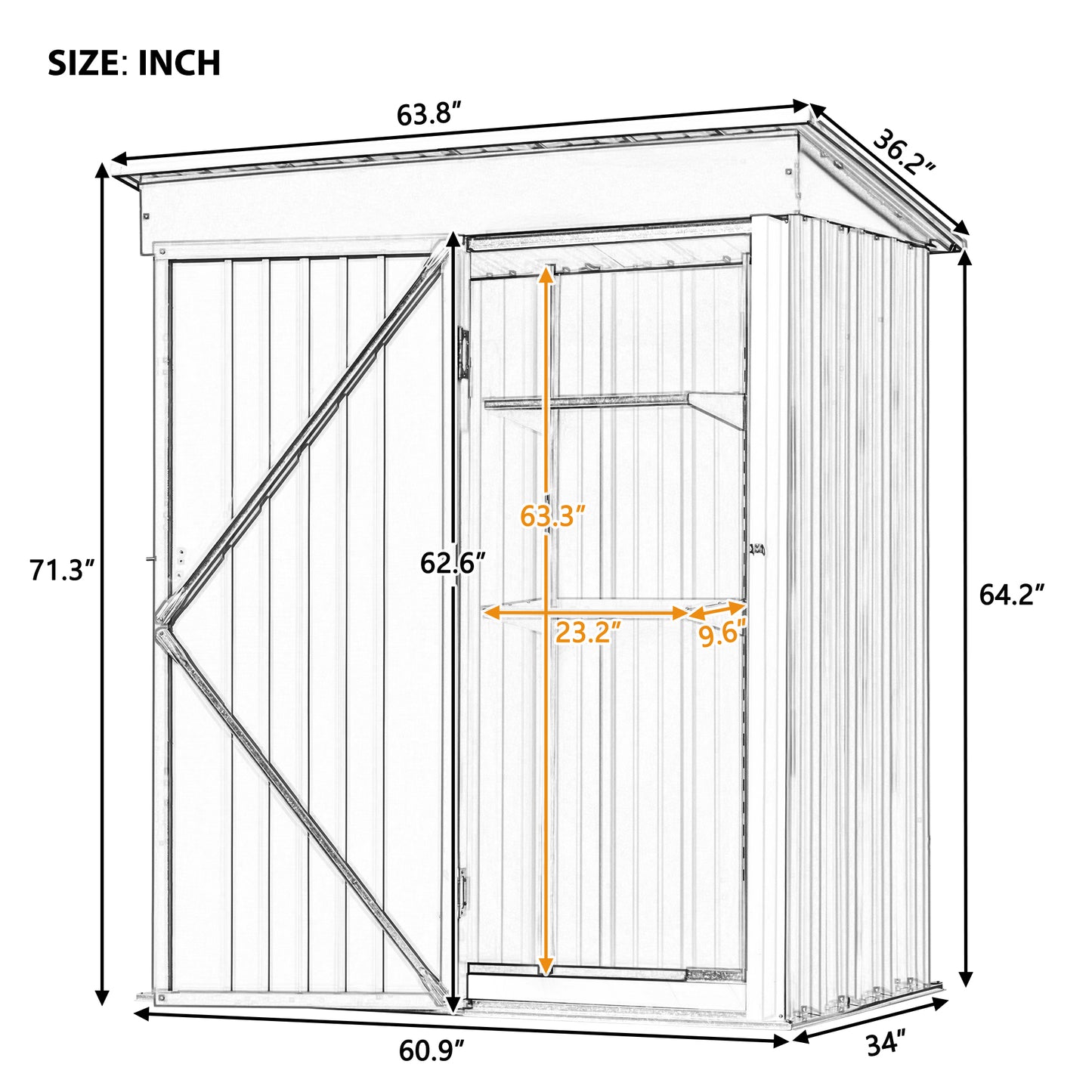 TOPMAX Patio 5ft Wx3ft. L Garden Shed, Metal Lean-to Storage Shed with Adjustable Shelf and Lockable Door, Tool Cabinet for Backyard, Lawn, Garden, Gray