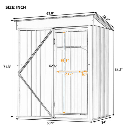 TOPMAX Patio 5ft Wx3ft. L Garden Shed, Metal Lean-to Storage Shed with Adjustable Shelf and Lockable Door, Tool Cabinet for Backyard, Lawn, Garden, Gray