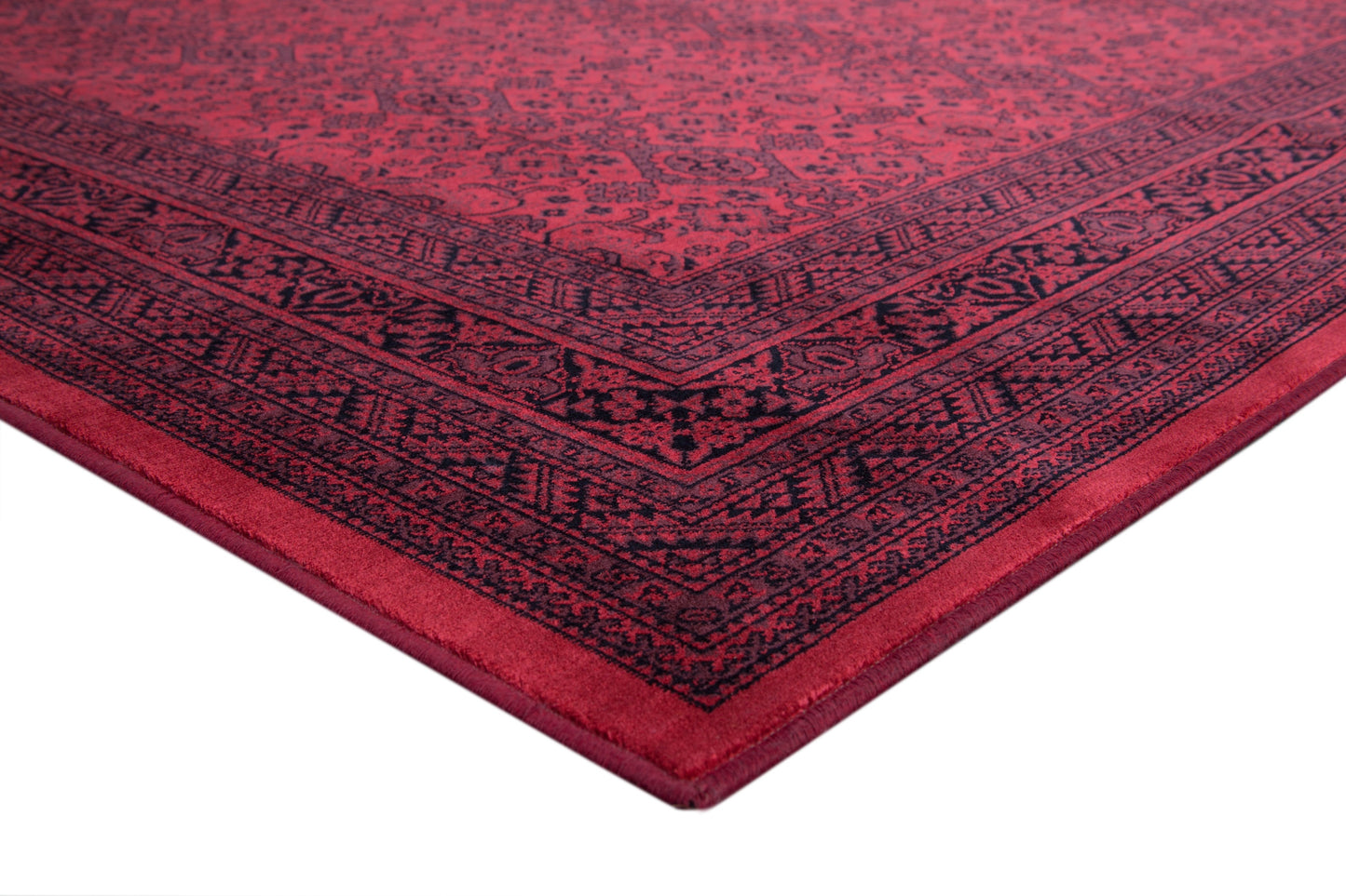 Aurora Border Red and Black Viscose Area Rug 4x6