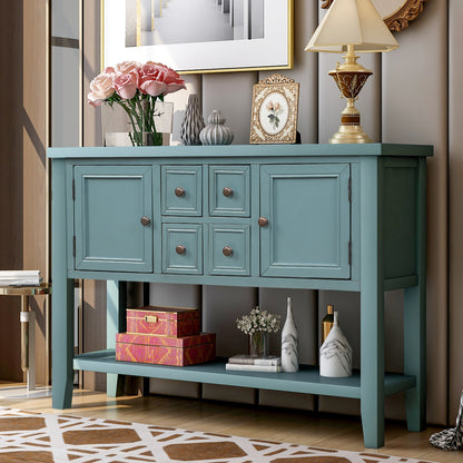 TREXM  Cambridge Series Buffet Sideboard Console Table with Bottom Shelf (Dark Blue)