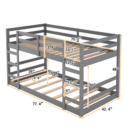 Twin Over Twin Bunk Bed with Ladder, Gray（OLD SKU：WF282787AAE）