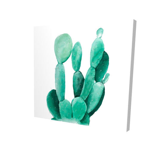 Watercolor paddle cactus - 32x32 Print on canvas