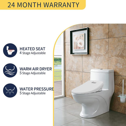 Mitcent Smart Bidet Toilet Seat, Heated Bidet, Warm Water Washing, Hot Air Dryer, Remote Control, Patented Child Mode, Easy Installation, S5