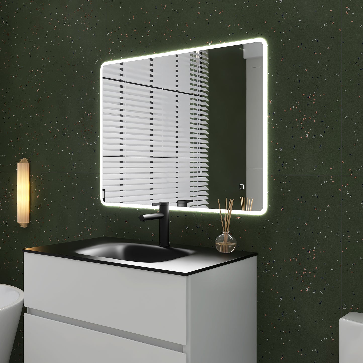 36 x 28 in.  Large Rectangular Frameless Wall-Mount Anti-Fog LED Light Bathroom Vanity Mirror