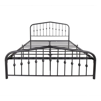 Metal Platform Bed Frame with Headboard and Footboard,   No Box Spring Needed, Heavy Duty Steel Slats，Queen Black