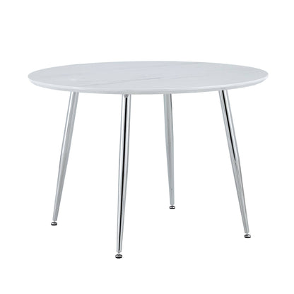 Diameter 44.8 inch MDF Modern simplicity round Imitation solid wood marble grain dining table.Applicable 6-8 persons to dining room and meeting room.