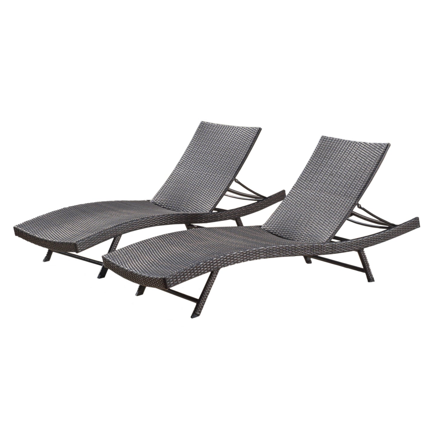 Eliana Outdoor Brown Wicker Adjustable Chaise Lounge Chair  Set of 2