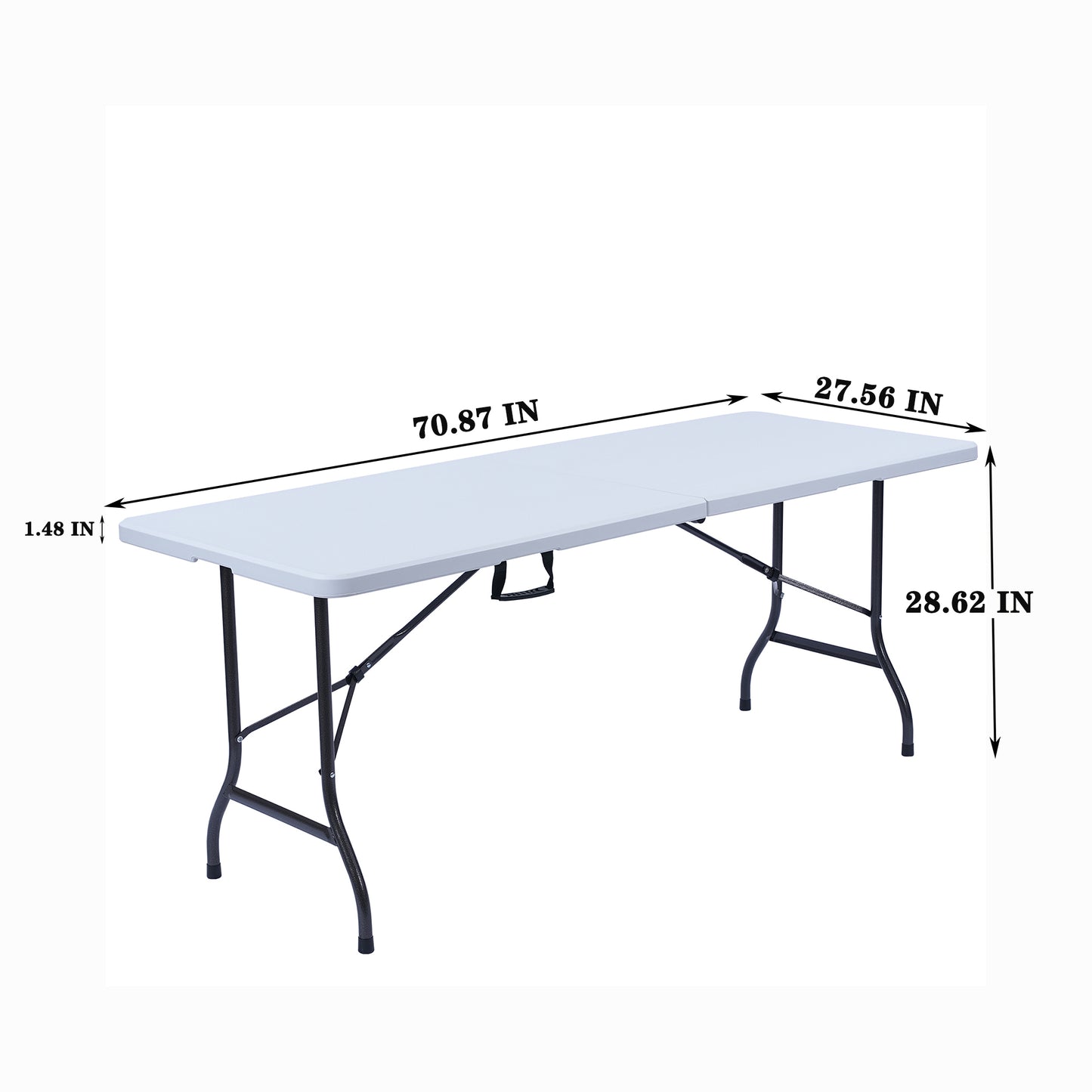 6 Ft Portable Folding Table, Fold-in-Half Plastic Card Table Dinging Table for Camping, Picnic, Kitchen or Outdoor Party Wedding Event