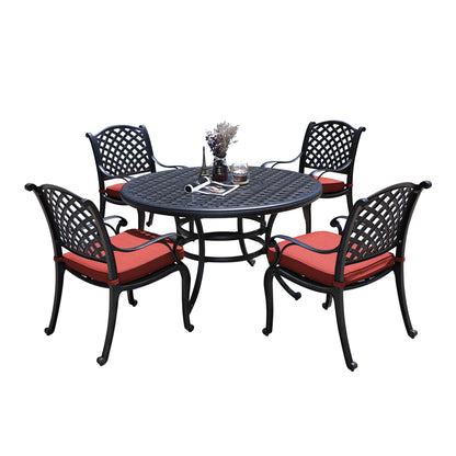 Round 4 - Person 51.97" Long Dining Set with Cushions, Terracotta