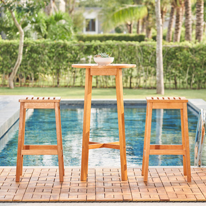 Kapalua Honey 3-piece Nautical Eucalyptus Wodden Outdoor Bar Set