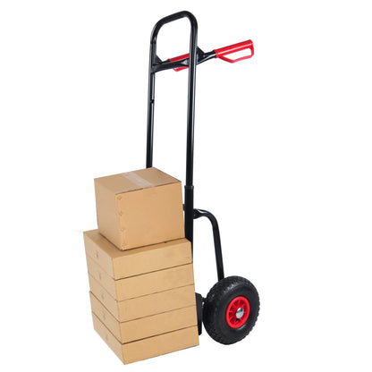 Heavy duty manual truck with double handles 330 lb steel trolley for moving heavy platform truck with 10 "rubber wheels for moving/warehouse/garden/grocery