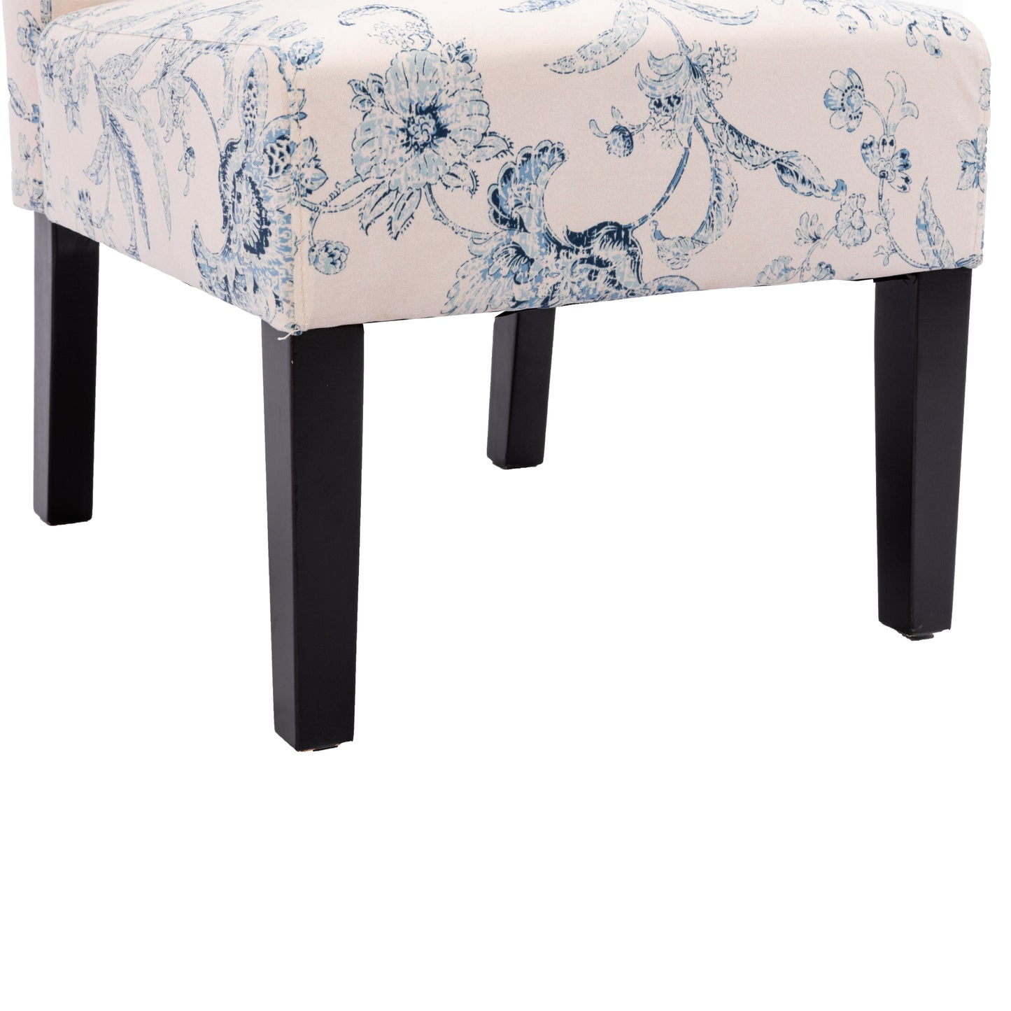 HengMing Traditional Fabric Accent Chair, Print, .Modern Slipper Side Chairs for Living Room Bedroom/Home Office, White/Blue/Floral，Set of 2.