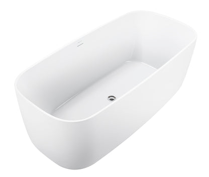 59" 100% Acrylic Freestanding Bathtub，Contemporary Soaking Tub，white bathtub