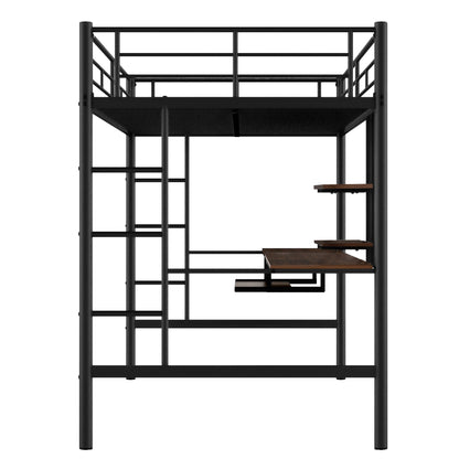 Loft Bed with Desk and Shelf , Space Saving Design,Full,Black（OLD SKU:MF199506AAB）