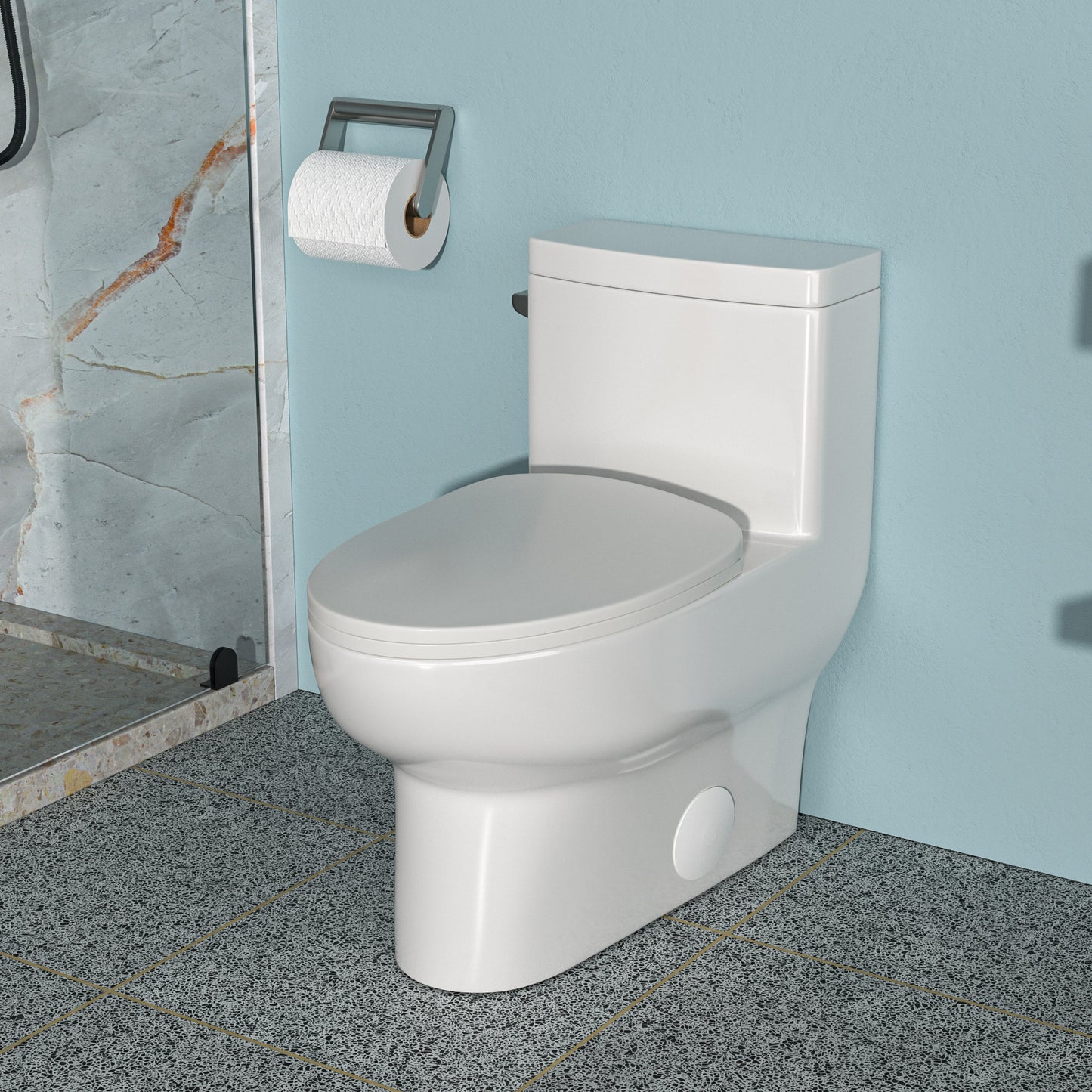 Ceramic One Piece Toilet,Single Flush with Soft Clsoing Seat