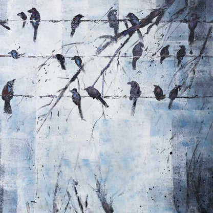 Abstract birds on electric wire - 08x08 Print on canvas