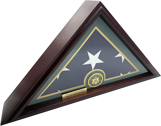 5x9 Burial/Funeral/Veteran Flag Elegant Display Case, Solid Wood by The Military Gift Store