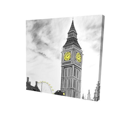 Outline of big ben in london - 32x32 Print on canvas