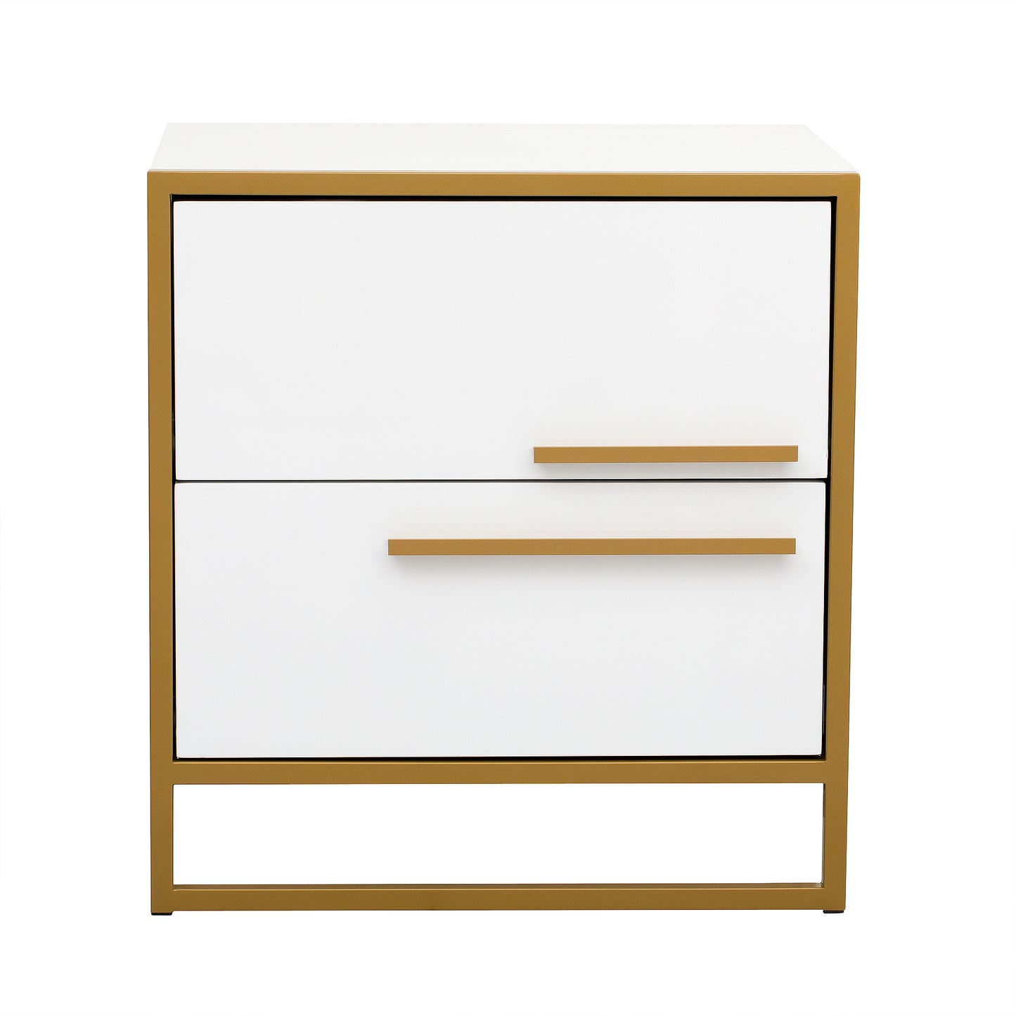 Nightstand with 2 Drawers ，Storage Bedside Table - White