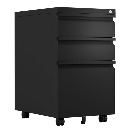 Metal mobile 3 Drawer File Cabinet with Lockable, Pedestal Cabinet Assembled for Legal or Letter Files,Used for Office and Home