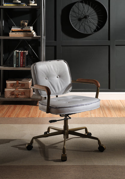 ACME Siecross Office Chair in Vintage White Top Grain Leather 93172