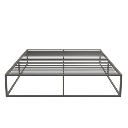 Metal Bed, Platform Bed Frame, Box Spring, Strong Metal Structure,  Easy Assembly, Full  Size, GREY