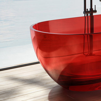 69 inch  Transparent red  solid surface bathtub for bathroom