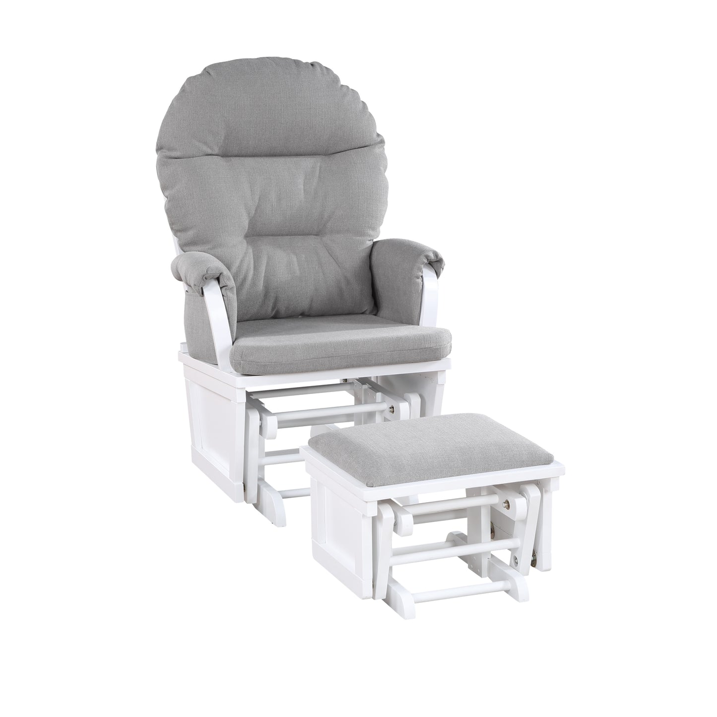 Madison Glider & Ottoman White/Oyster