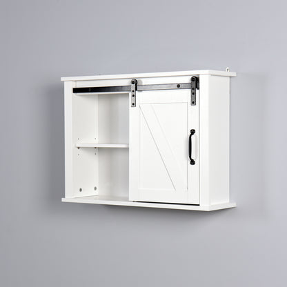 Bathroom Wall Cabinet with 2 Adjustable Shelves Wooden Storage Cabinet with a Barn Door 27.16x7.8x19.68 inch