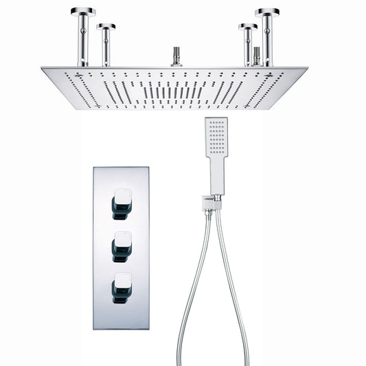 2-Handle 2-Spray High Pressure Ceiling Mount Shower Faucet in Chrome (Valve Included)