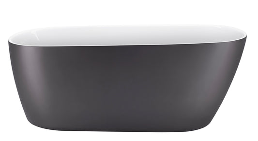 59" 100% Acrylic Freestanding Bathtub，Contemporary Soaking Tub，white inside and gray outside